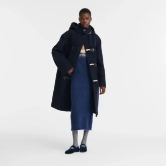 Azul marino – Abrigo duffle de lana de doble cara