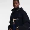 Azul marino – Abrigo duffle de lana de doble cara