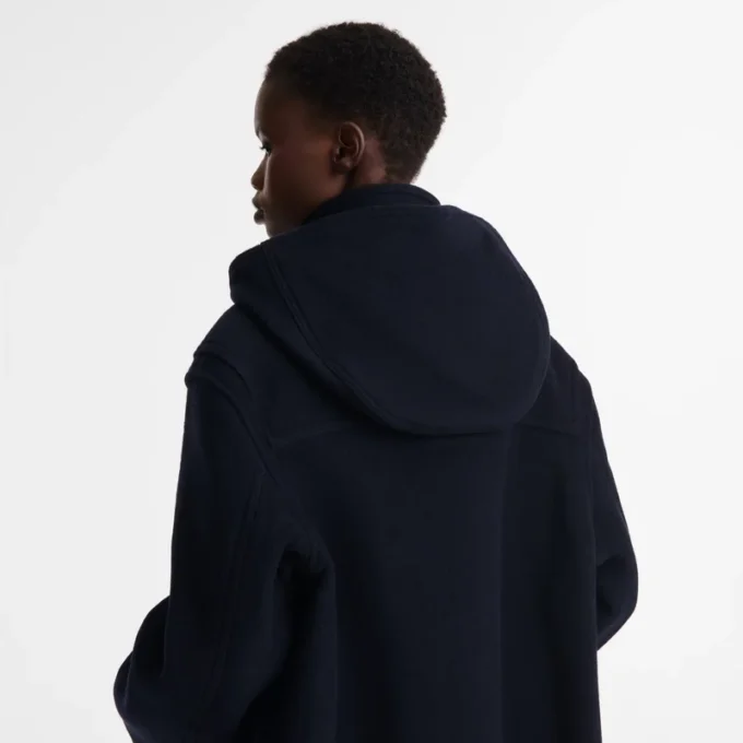 Azul marino – Abrigo duffle de lana de doble cara
