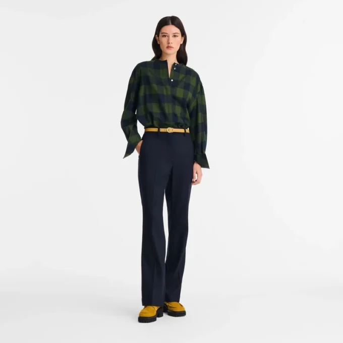 azul marino – Pantalones de franela