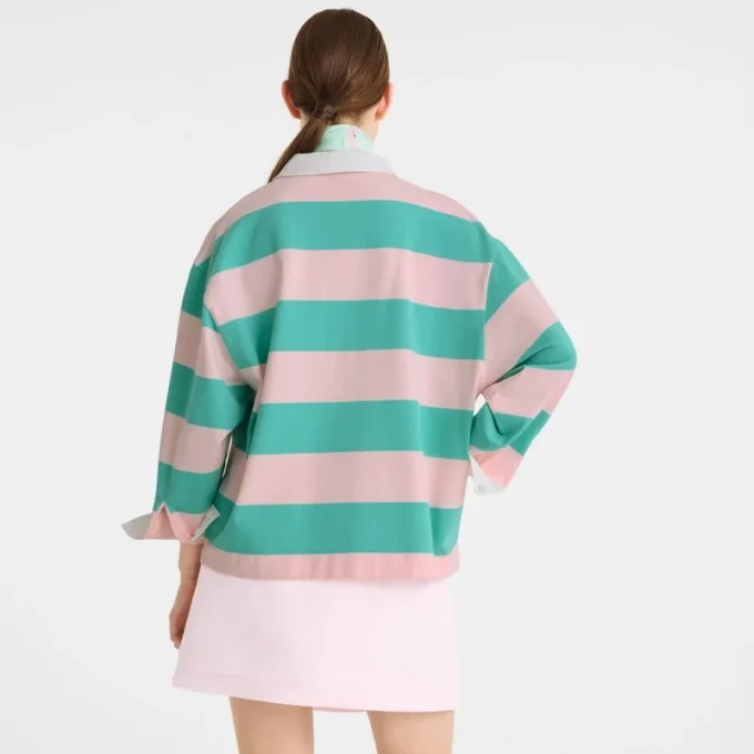 Bailarina/Menta – Polo de jersey a rayas