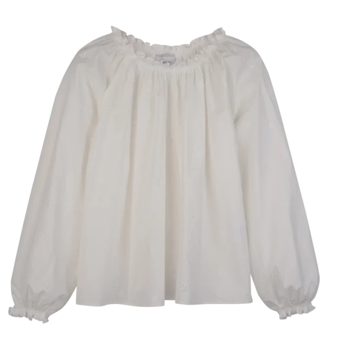 Blanco – Blusa bordada de popelín