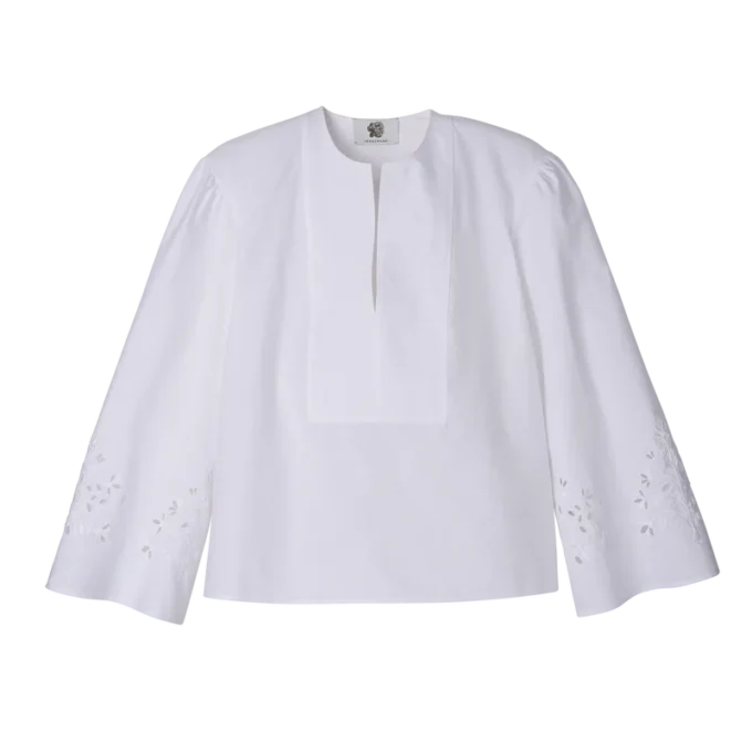 Blanco – Blusa bordada de popelín