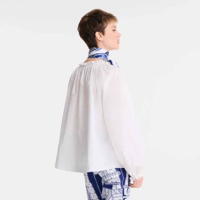 Blanco – Blusa bordada de popelín