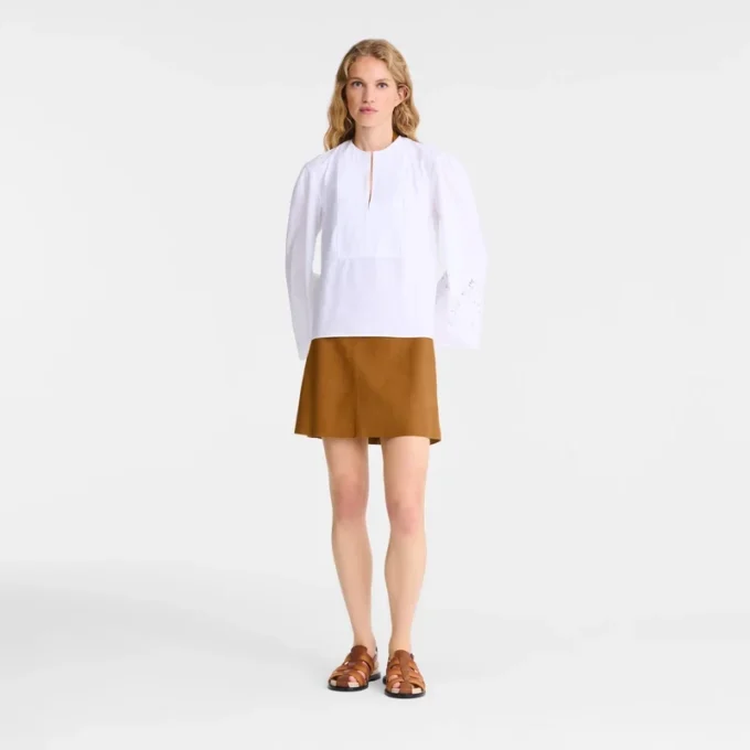 Blanco – Blusa bordada de popelín