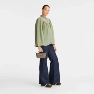 Bolsa Le Pliage verde con asa