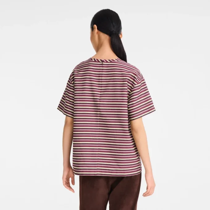 Burdeos – Camiseta de popelín a rayas