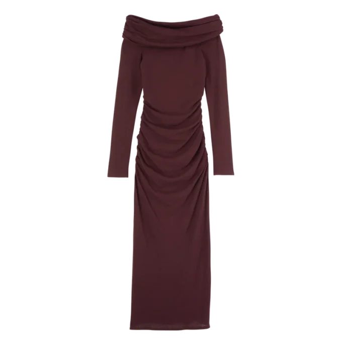 Burdeos – Jersey de crepé Vestido largo