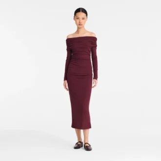 Burdeos – Jersey de crepé Vestido largo