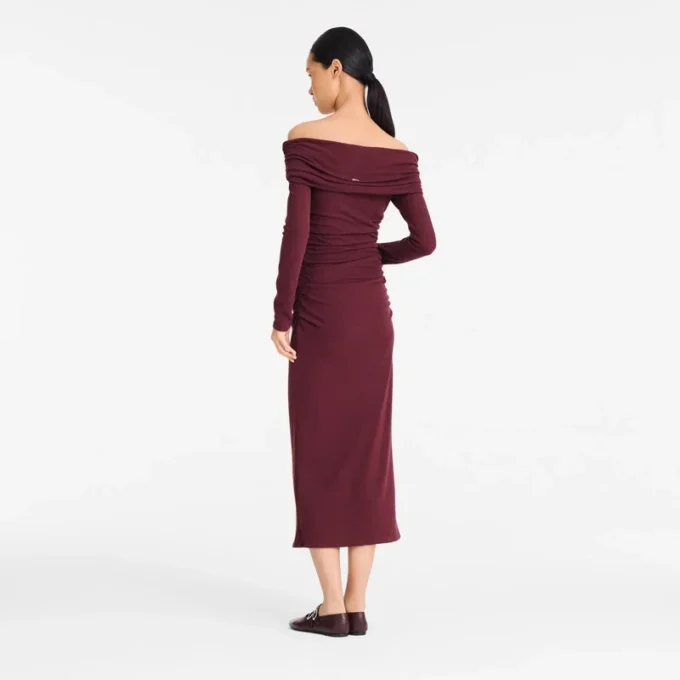 Burdeos – Jersey de crepé Vestido largo