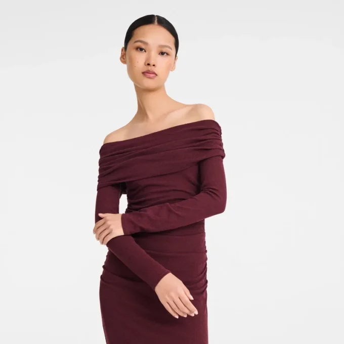 Burdeos – Jersey de crepé Vestido largo
