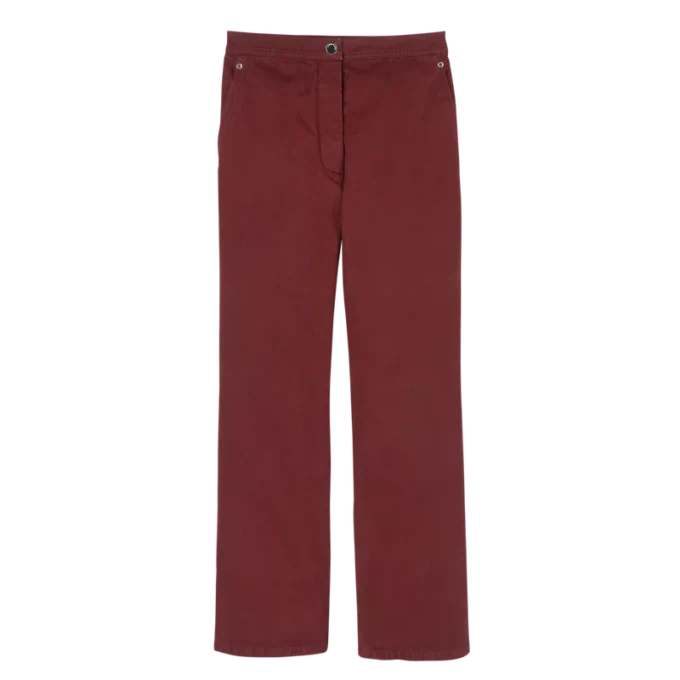 Burdeos – Pantalones de algodón sobreteñido
