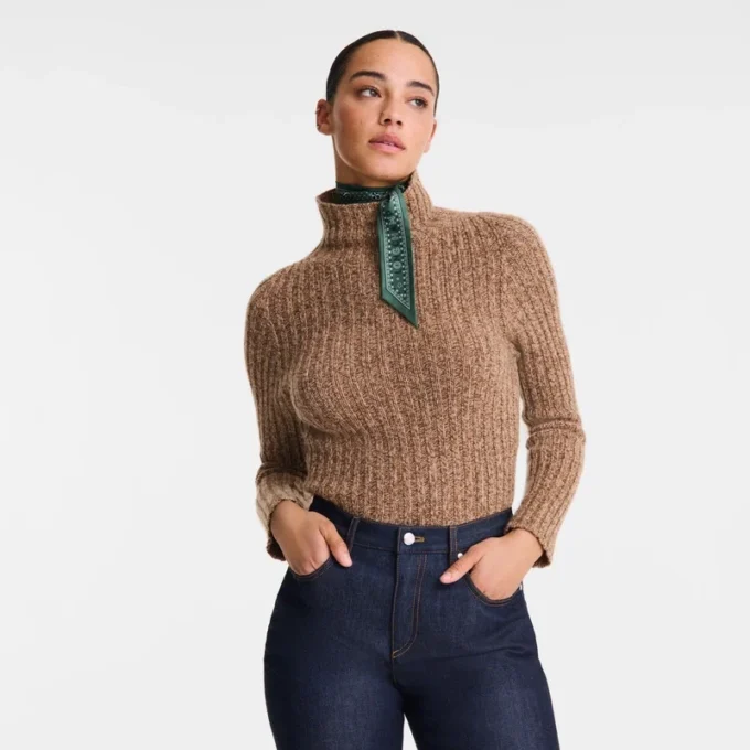 Chocolate – Jersey de cuello alto de punto
