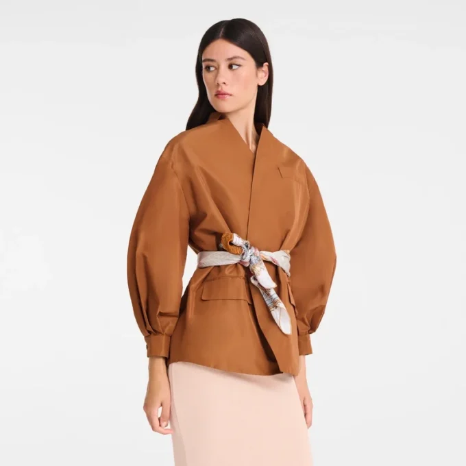 Cognac – Chaqueta kimono de tafetán técnico