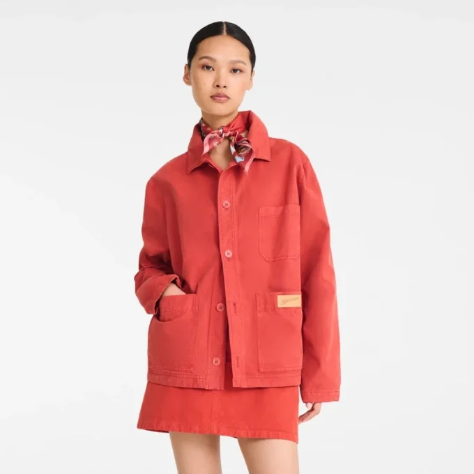 Coral – Chaqueta de algodón sobreteñido