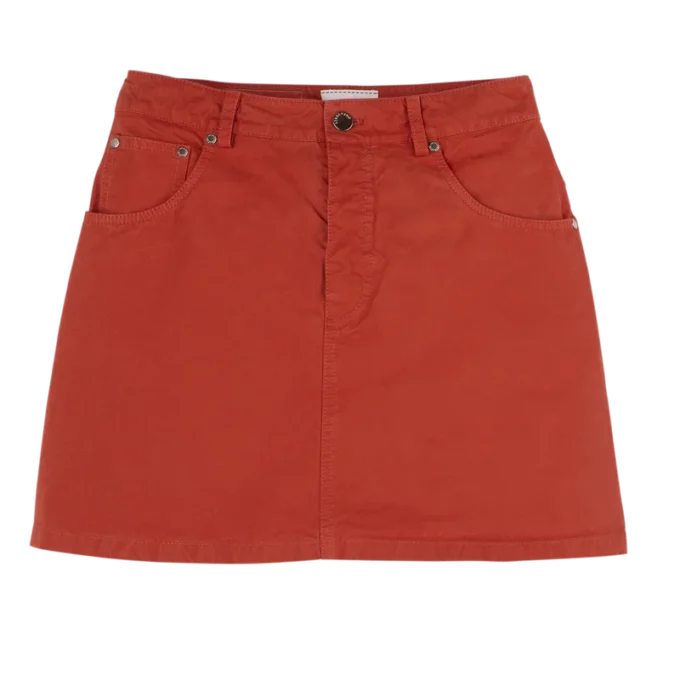 Coral – Falda de algodón sobreteñido