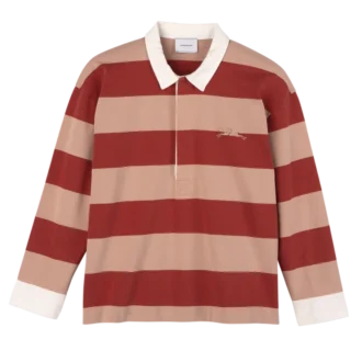 Crema/Coral – Polo de jersey a rayas