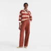 Crema/Coral – Polo de jersey a rayas