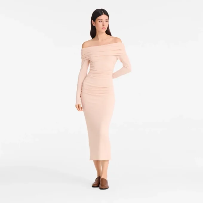 Crema – Jersey de crepé Vestido largo