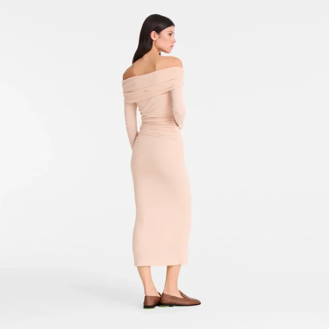 Crema – Jersey de crepé Vestido largo