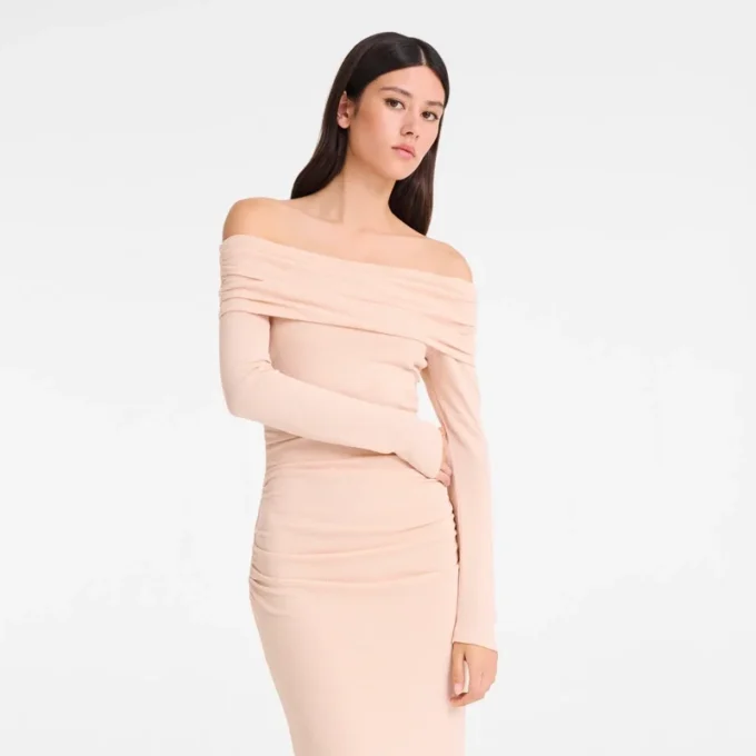 Crema – Jersey de crepé Vestido largo