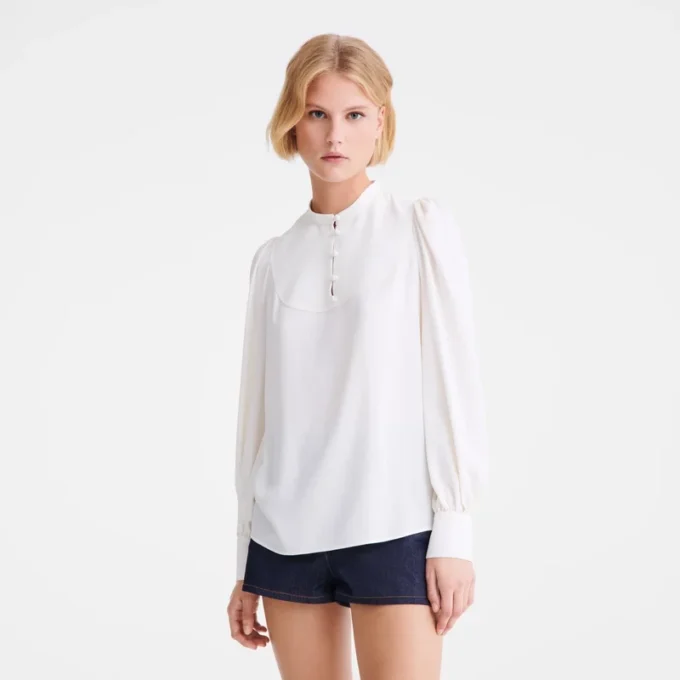 Crêpe fluido color crudo Blusa