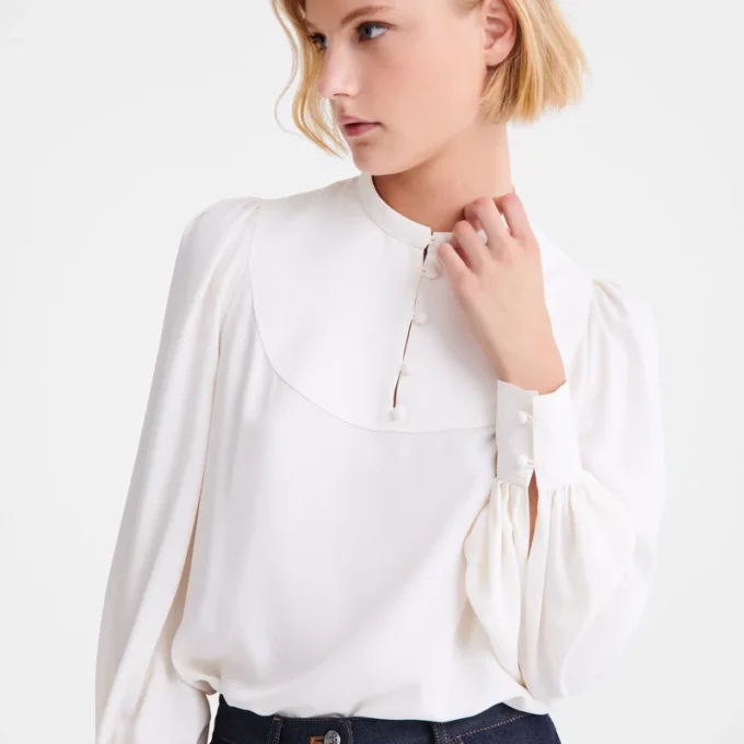 Crêpe fluido color crudo Blusa