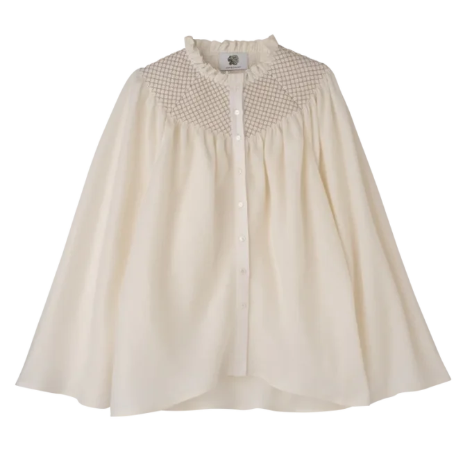 Crudo – Blusa con velo fruncido