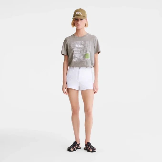 Blanco – Pantalones cortos de gabardina