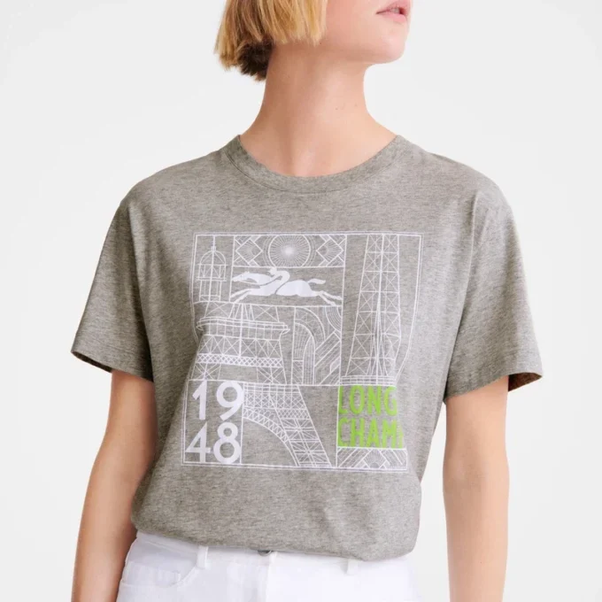 Gris – Camiseta de jersey estampada