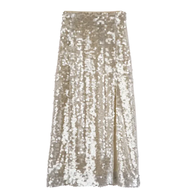 Marfil – Falda midi con lentejuelas