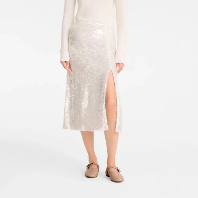 Marfil – Falda midi con lentejuelas