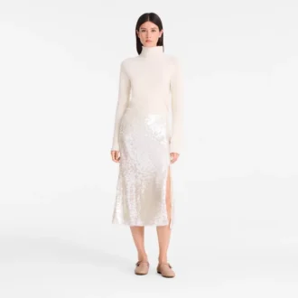 Marfil – Falda midi con lentejuelas