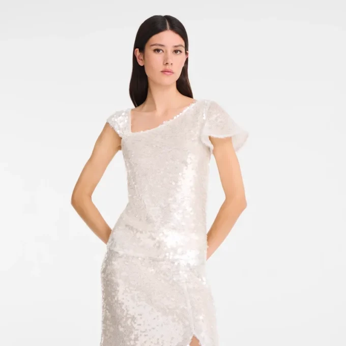 Marfil – Top con lentejuelas