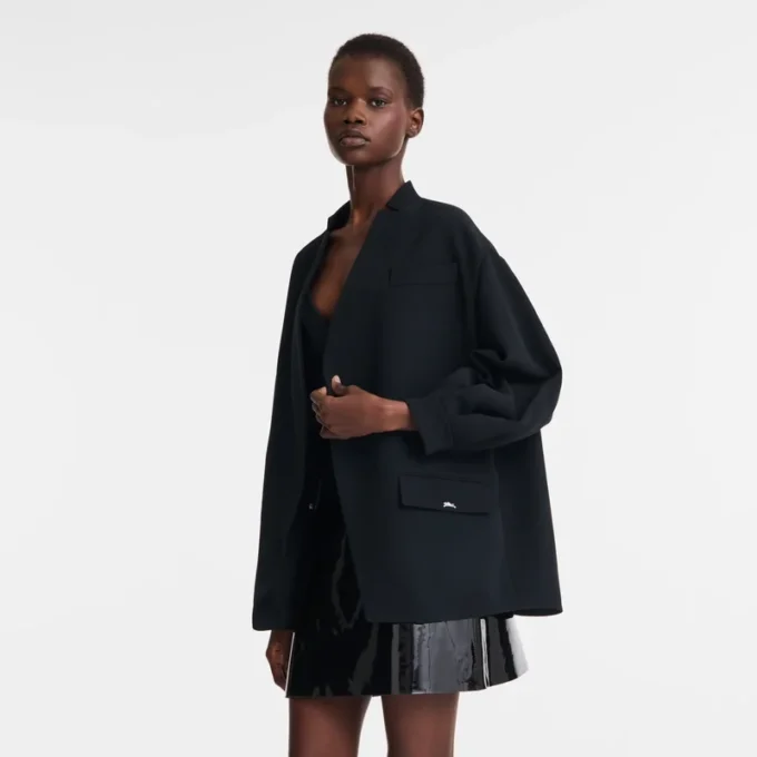 Negro – Chaqueta de crepé