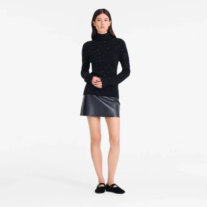 Negro – Jersey de cuello alto de punto