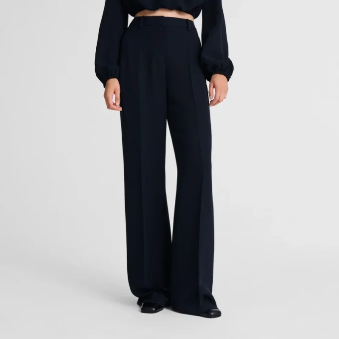 Negro – Pantalones de crepé