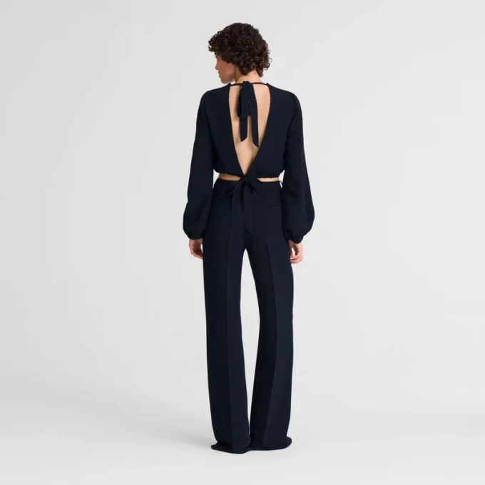 Negro – Pantalones de crepé