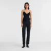 Negro – Pantalones de satén técnico