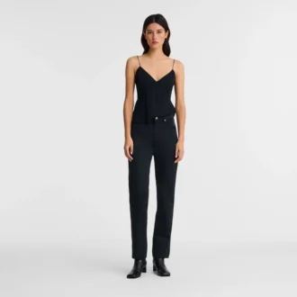 Negro – Pantalones de satén técnico