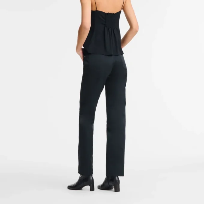 Negro – Pantalones de satén técnico