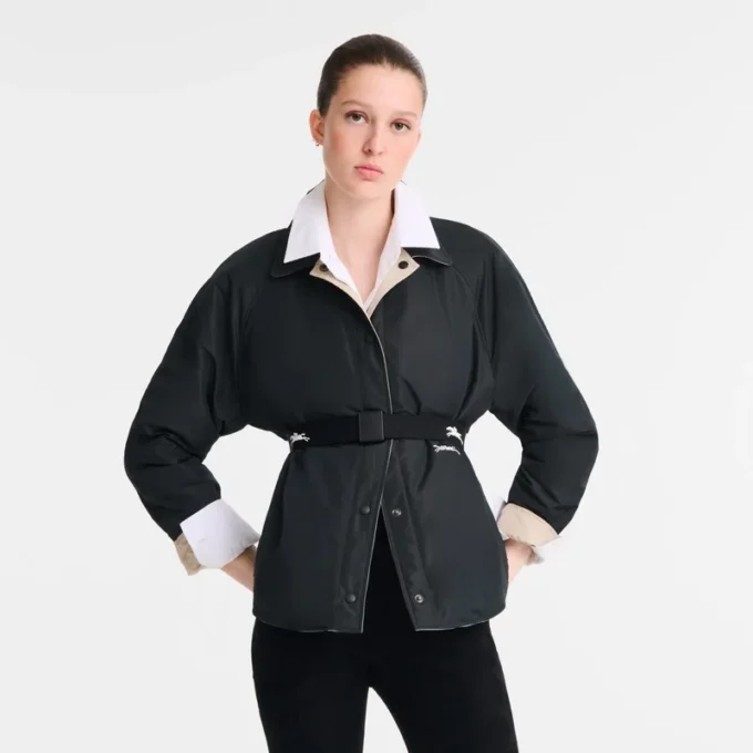 Negro/Papel – Tafetán técnico Blusón acolchado