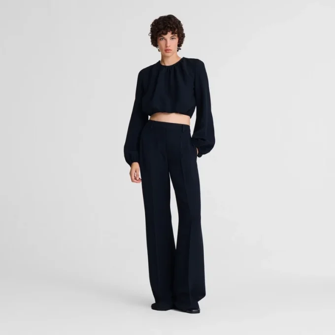 Negro – Pantalones de crepé