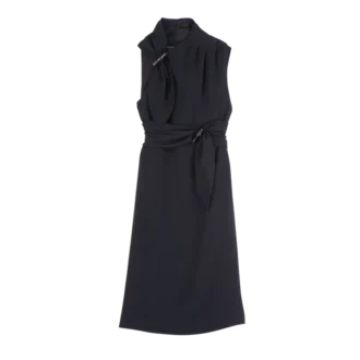 Negro – Vestido fluido de crepé