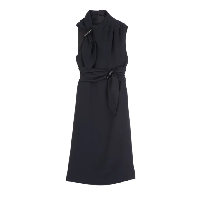 Negro – Vestido fluido de crepé