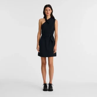 Negro – Vestido fluido de crepé
