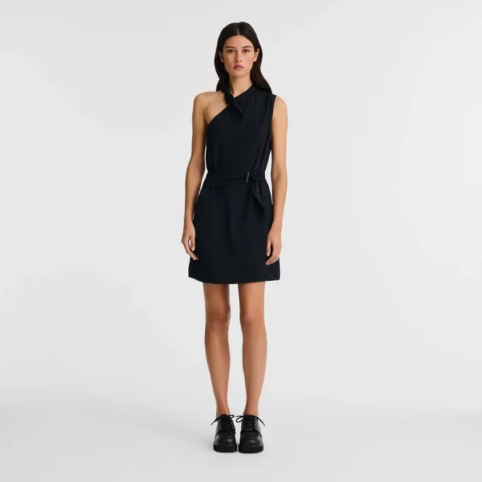 Negro – Vestido fluido de crepé