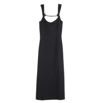 Negro – Vestido largo de crepé