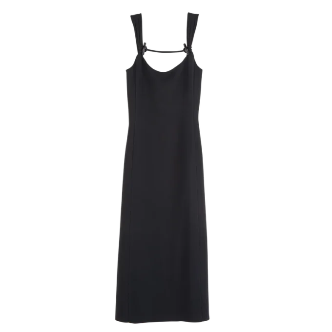 Negro – Vestido largo de crepé