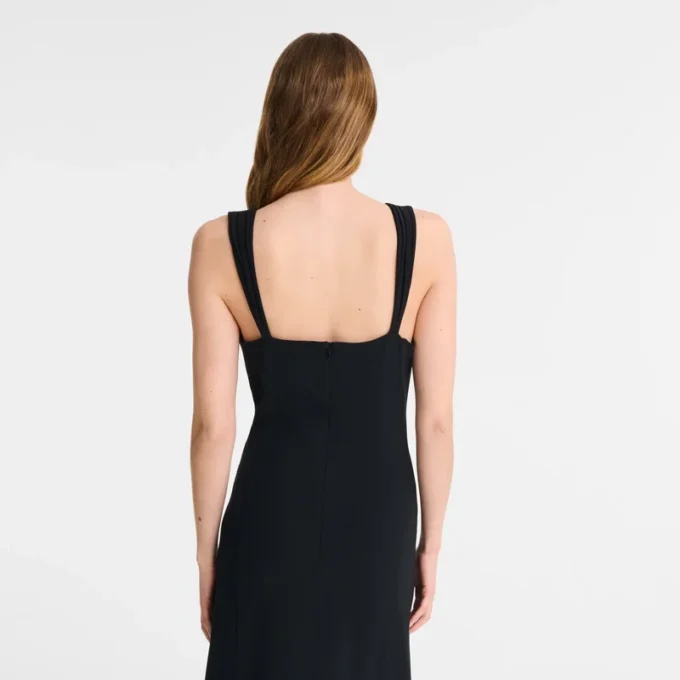 Negro – Vestido largo de crepé